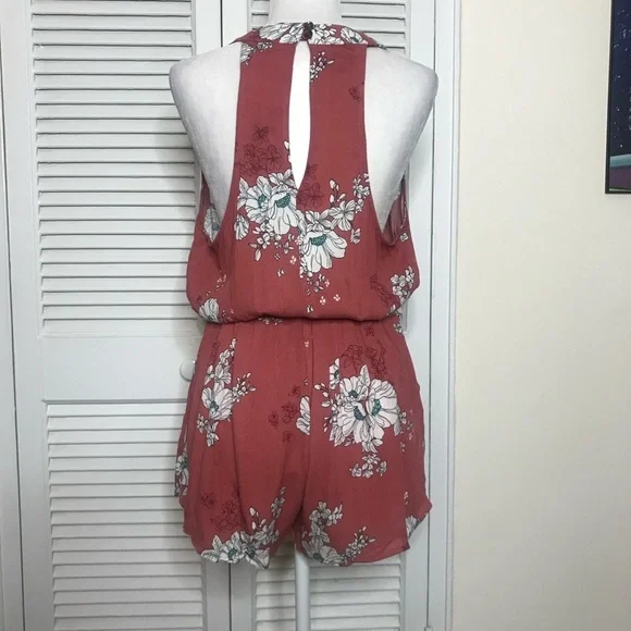 Lulus Renee Rusty Rose Floral Print Halter Romper - Picture 9 of 10
